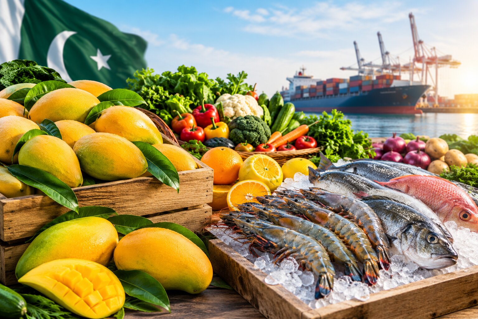 Workers sorting fresh mangoes into export cartons